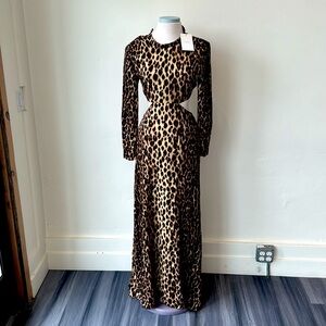 A.L.C. Dresses Alc Gabriela Cutout Leopard-Print Stretch-Silk Maxi Dress Size 4